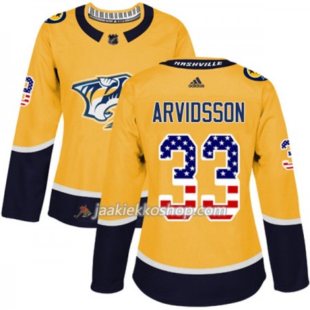 Nainen NHL Nashville Predators Pelipaita Viktor Arvidsson 33 Adidas 2017-2018 Kulta USA Flag Fashion Authentic